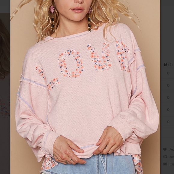 POL “ San Francisco “ Vintage Washed Knit Sweater with Love Patch SR30A - Picture 3 of 6